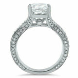 4ct Princess Cut Diamond Split Shank Iced Solitaire Ring 14K White Gold Finish