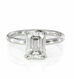 3Ct Emerald Cut Diamond Classic Engagement Solitaire Ring 14K White Gold Finish