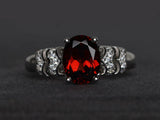 2.4ct Oval Cut Red Garnet Solitaire Split Shank Ring 14k White Gold Finish