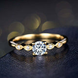1.6ct Round Cut Diamond Engagement Ring 5 Stone Solitaire 14k Yellow Gold Finish