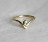0.8ct Pear Cut VVS1D Diamond Wedding Band 14k Yellow Gold Finish Curved V Shaped