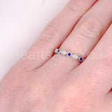 0.5ct Round Cut Simulated Blue Sapphire Milgrain Wed Band 14k White Gold Plated