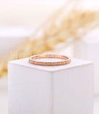 0.01ct Round Cut Moissanite Minimalist Women Wedding Band 14k Rose Gold Plated