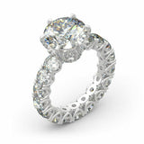 5Ct Round Cut Diamond Cocktail Iced Eternity Engagement Ring 14K White Gold Over