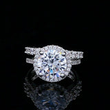 6Ct Round Cut Diamond Bridal Set Eternity Band Halo Ring 14K White Gold Finish