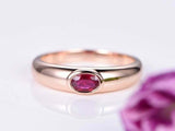 0.5ct Oval Cut Pink Ruby Engagement Ring Bezel Set Solitaire 14k RoseGold Finish