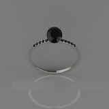 1.6ct Oval Cut Black Diamond Round Accents Solitaire Ring 14k White Gold Finish
