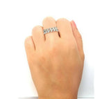 2ct Round Cut VVS1 Diamond Wedding Band Eternity Leaf Design 14k White Gold Over