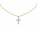 1.2ct Round Cut Diamond Pendant Halo Cluster Cross 14k Yellow Gold Over NO CHAIN