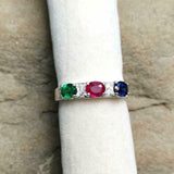 2.5ct Wedding Band Oval Cut Multi Stone Stylish Three Stone 14k White Gold Over