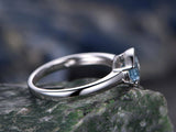 0.75Ct Oval Cut Blue Aquamarine Solitaire Engagement Ring 14K White Gold Finish