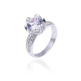 2ct Round Cut Diamond Engagement Ring 18k White Gold Finish Lotus Flower Design