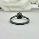 1ct Engagement Ring Oval Cut Black Diamond Petite Solitaire 14k BlackGold Finish