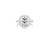 5Ct Cushion Cut Diamond Halo Solitaire Engagement Ring 18K White Gold Finish