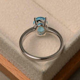 2.25ct Engagement Ring Oval Cut Blue Topaz 4 Prong Solitaire 14k White Gold Over