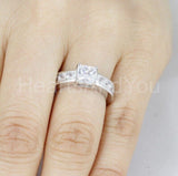 2.4ct Princess Simulated Diamond Channel Set Bridal Ring 14k White Gold Plated