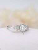 1.5ct Round Diamond Engagement Ring Hexagon Antique Inspired 14k White Gold Over