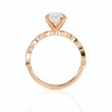 3Ct Oval Cut DVVS1 Diamond Milgrain Solitaire Engagement Ring 14K Rose Gold Over