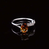 0.5ct Oval Cut Yellow Citrine Solitaire with Accent Ring 14k White Gold Finish