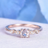 0.6ct Round Cut Peach Morganite Engagement Ring Five Stone 14k Rose Gold Finish