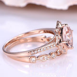 2ct Cushion Peach Morganite Vitange Floral Engagement Ring 14k Rose Gold Finish