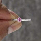 0.3ct Engagement Ring Oval Cut Pink Sapphire Solitaire 14k White Gold Finish