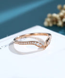 0.15ct Round Cut Moissanite Curved Women Wedding Band 14k Rose Gold Plated