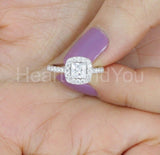 2.2ct Princess Cut Simulated Diamond Halo Engagement Ring 14k White Gold Plated