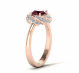 1.5ct Round Red Garnet Floral Swirl Solitaire Engagement Ring 14k Rose Gold Over