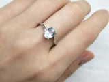 2.3ct Engagement Ring Oval Cut Blue Aquamarine Solitaire 14k White Gold Finish