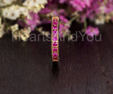 0.5ct Round Cut Simulated Ruby Half Eternity Beaded Band 14k Yellow Gold Plated