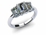 2ct Emerald Cut Diamond 3 Stone Classic Engagement Ring 14k White Gold Finish
