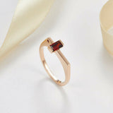 0.75ct Baguette Cut Pink Ruby Minimalist Futuristic Ring 14k Rose Gold Finish