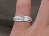 2.2ct Wedding Band Round Cut Diamond Cluster Half Eternity 14k YellowGold Finish