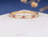 0.5ct Round Cut Simulated Pink Ruby Half Eternity Band 14k Yellow Gold Plated