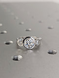 2.3ct Round Cut Moissanite Bezel Set Trilogy Women Ring 14k White Gold Plated