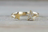 0.5ct Round Cut VVS1D Diamond Open Star Engagement Ring 14k Yellow Gold Finish