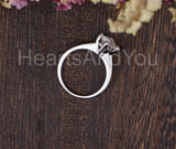 0.3ct Round Cut Moissanite Solitaire Women Engagement Ring 14k White Gold Plated