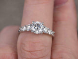 2.4ct Engagement Ring Round Cut Diamond Solitaire With Accent 14k WhiteGold Over