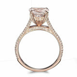 2.3ct Round Cut Peach Morganite Diamond Cluster Accent Ring 14k Rose Gold Finish