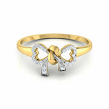 1Ct Round Cut Diamond Bow Knot Stylish Engagement Ring 14K Dual Gold Finish