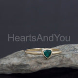 0.2ct Trillion Cut Simulated Green Emerald Solitaire Ring 14k Yellow Gold Plated