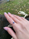 0.2ct Round Cut Blue Sapphire Two Stone Minimalist Ring 14k Yellow Gold Finish