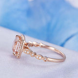 1ct Cushion Cut Morganite Solitaire Accent Engagement Ring 14k Rose Gold Finish