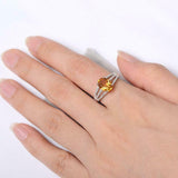 2.4ct Engagement Ring Oval Cut Yellow Citrine Split Shank 14k White Gold Finish
