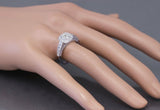 Halo Solitaire Engagement Ring 1.9ct Cushion Cut Diamond 14k White Gold Finish