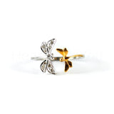 0.15ct Round Cut Moissanite Dragonfly Women Engagement Ring 14K Dual Gold Plated