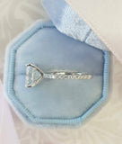 2ct Cushion Cut Diamond Accent Band Solitaire Engaged Ring 14k White Gold Finish