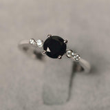 1ct Round Black Diamond Engagement Ring Five Stone Solitaire 14k White Gold Over