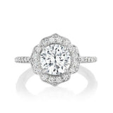 2ct Round Cut Diamond Engagement Ring Floral Halo Solitaire 18k WhiteGold Finish